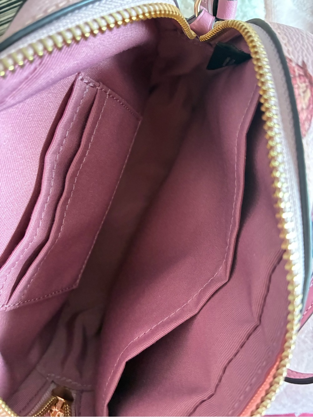 Coach Pink Butterfly-Print Crossbody Bag with Gold Hardware - Picture 9 of 12